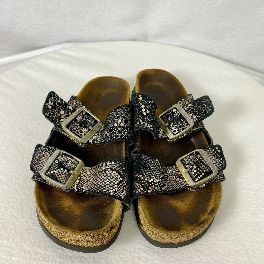 Birkenstock Arizona Womens 37 Sandals Soft Footbed Buckle Cork Preppy Beach Boho